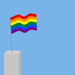 lgbt flag on a pedestal in light blue background