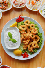 pan-fried calamari, appetizer on the table