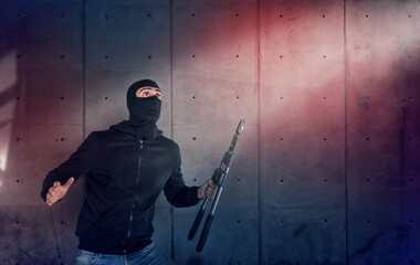 Thief with balaclava and wire cutter was spotted trying to steal in a apartment from the security...