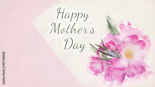 Mother's Day greeting card with pink flowers