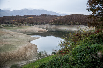 The dam on the Campotosto lake near Amatrice in Italy