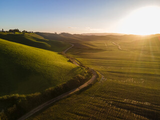 Fototapeta na wymiar Sunset in the countryside. Peaceful countryside in tuscan