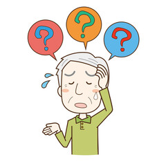 物忘れで思い出せなくて困る高齢男性