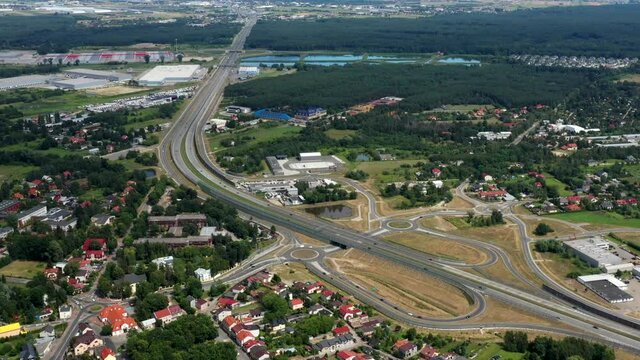 Aerial View Nadarzyn Logistic Park and Expressway S8, Revealing Warsaw, Poland