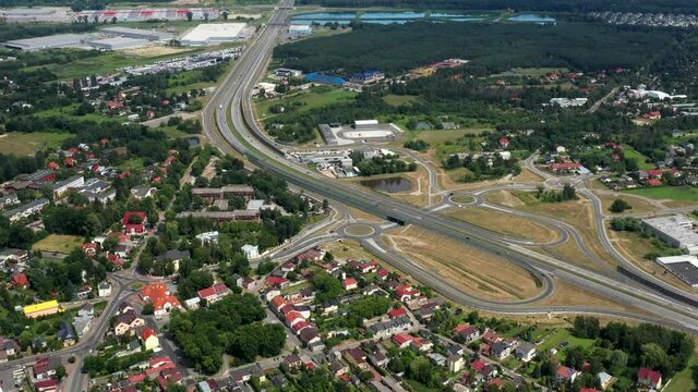 Timelapse at Expressway S8, Highway Connecting Warsaw, Poland, Traffic Rush, Aerial