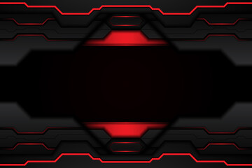 abstract metal black texture and line contrast red on metallic template modern technology design background. vector illustration