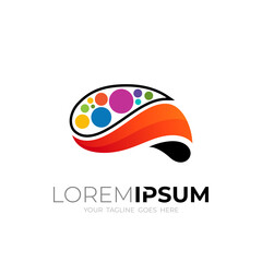 Fototapeta premium Abstract brain logo design, smart icon template, colorful logo
