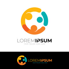 Circle logo and family design template, colorful style icon