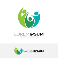 abstract family logo with circle design template, charity icon