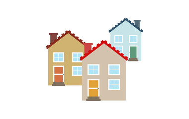 Neighborhood houses vector flat icon. Isolated residential district, private houses emoji illustration