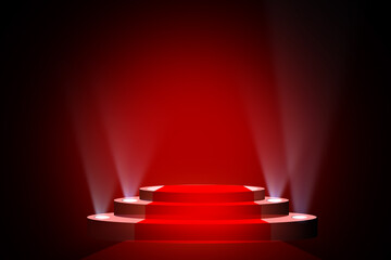 Red carpet and spotlight on stage background