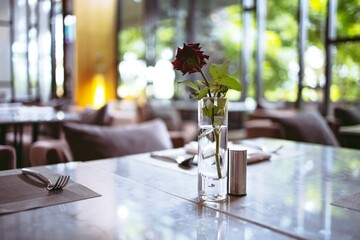Modern concept design of restaurant lounge blurred background for display or montage your products.