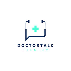 Obraz premium Doctor chat talk logo vector icon illustration