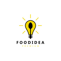 spoon bulb food idea smart logo vector icon illustration