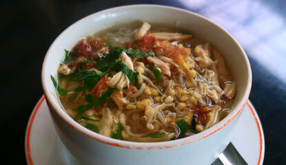 Soto Kudus. A clear chicken soup that is originally from Kudus, Central Java, Indonesia