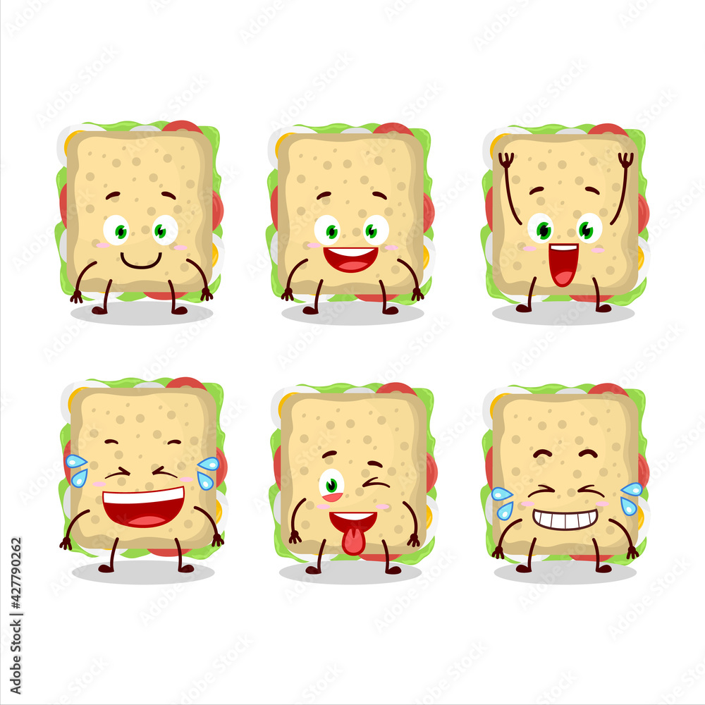 Poster Cartoon character of sandwich with smile expression