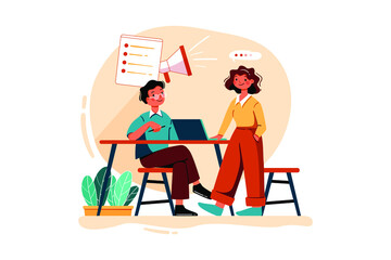 Male And Female Employee Doing Planning For Digital marketing