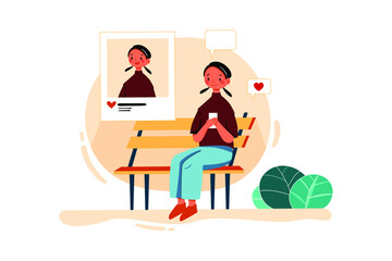 Person To Person Digital Marketing Illustration concept. Flat illustration isolated on white background.