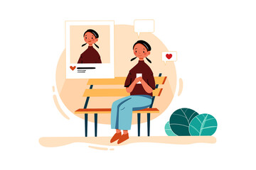 Person To Person Digital Marketing Illustration concept. Flat illustration isolated on white background.