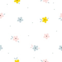 Spring floral background. Abstract seamless pattern with wild flowers