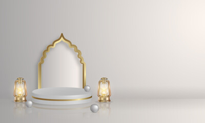 islamic decoration 3d podium for display product or discount promotion ramadan