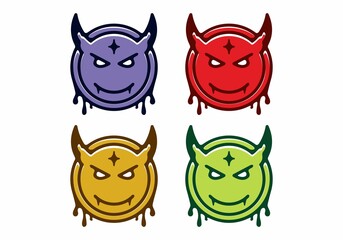 Colorful of devil circle head flat illustration