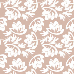 Seamless floral pattern based on traditional folk art ornaments. Modern flowers on color background. Scandinavian style. Sweden nordic style. Vector illustration. Simple minimalistic pattern