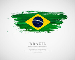 Happy independence day of Brazil with artistic watercolor country flag background