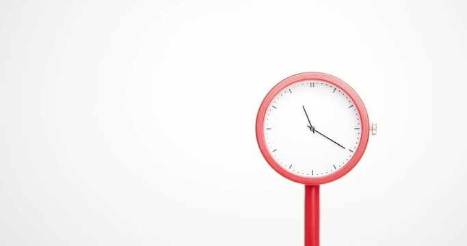 Simple red clock, the dial does not show numbers. Time starts walking at 11 o'clock, Time lapse 3 hour 4k braw.