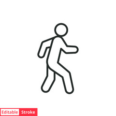 Walk line icon. Simple outline style. Pedestrian, man, pictogram, human, side, walkway concept symbol. Vector illustration isolated on white background. Editable stroke EPS 10.