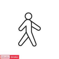 Walk line icon. Simple outline style. Pedestrian, man, pictogram, human, side, walkway concept symbol. Vector illustration isolated on white background. Editable stroke EPS 10.