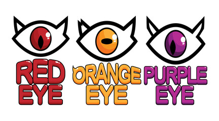 vector design of three cartoon eyes and letters