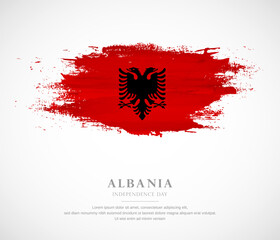 Naklejka na ściany i meble Abstract watercolor brush stroke flag for independence day of Albania