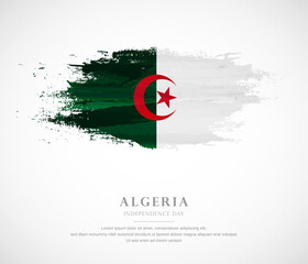 Abstract watercolor brush stroke flag for independence day of Algeria