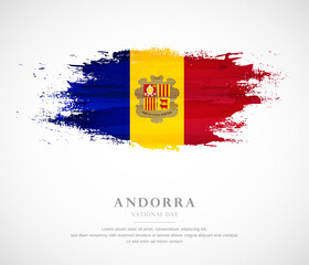 Abstract watercolor brush stroke flag for national day of Andorra