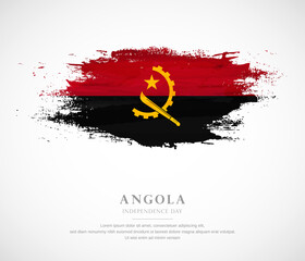 Naklejka na ściany i meble Abstract watercolor brush stroke flag for independence day of Angola