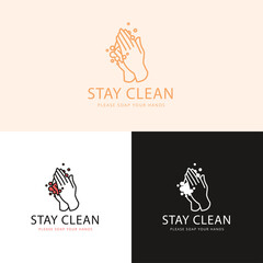 Stay Clean logo concept vector in line style