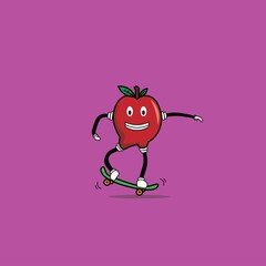 cute apple cartoon mascot