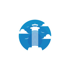 Mercusuar logo design vector illustration, Creative Mercusuar logo design concept template, symbols icons