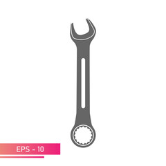 Combination wrench for nuts. Solid design. On a white background. Tools for an auto mechanic. Flat vector illustration.