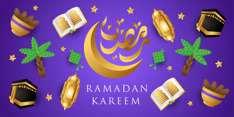 Ramadan Kareem Vector Background Illustration. Ramadan Background with Trendy Realistic Vector design. Ramadan Background vector template for banner, greeting card, flyer, invitation, poster design.