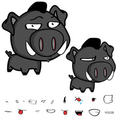 big head boar character cartoon expressions collection set in vector format