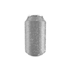 3d Blank small cold aluminium beer can mockup with drops, 3d rendering. Canned dripping drink design template. Cool fizzy pop package.