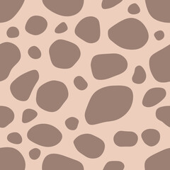 Obraz premium Brown rounded rock vector. Roundness and sorting of gravel seamless pattern. 