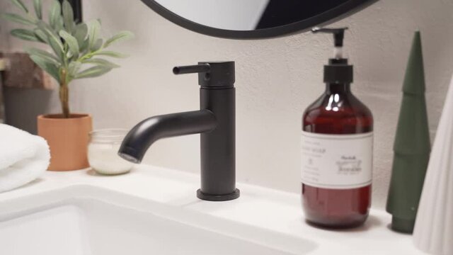 Modern looking black bathroom fosset