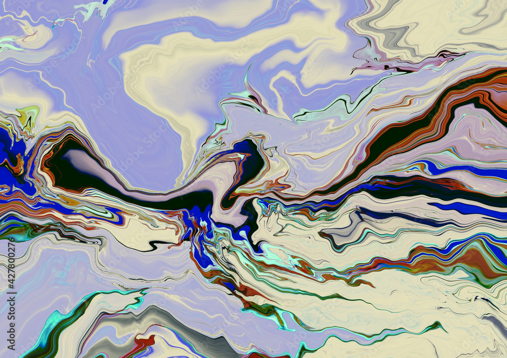 Poster abstract background with colorful paint splashes and wave patterns