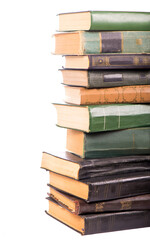 Pile of books isolated on white background.