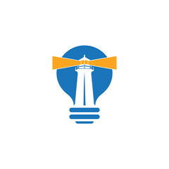 Bulb Mercusuar logo design vector illustration, Creative Mercusuar logo design concept template, symbols icons