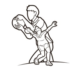 Bowling Sport Players Men and Women Pose Cartoon Graphic Vector