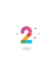 Number 2, Vector icon design template with gradient color